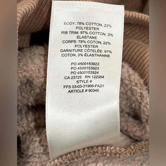 Aritzia TNA Perfect Fleece Cropped Sweatshirt Tan Beige Small - Picture 5 of 6